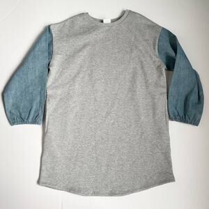 Stem Denim Sleeved Sweatshirt Dress